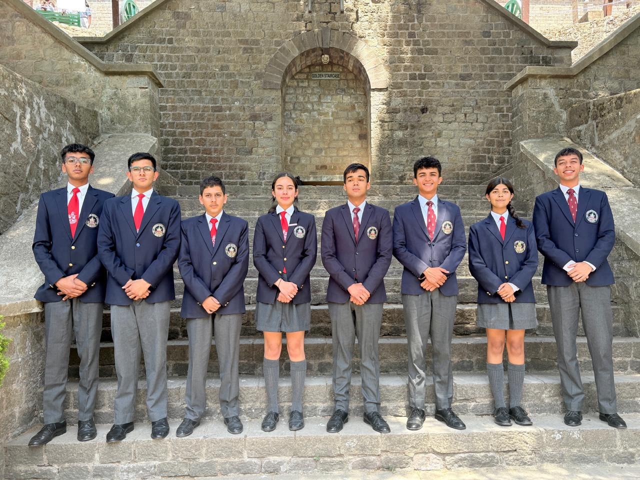 The SNAMUN 2026 Secretariat at the Golden Staircase, The Lawrence School Sanawar